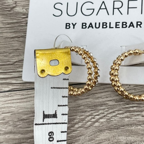 NWT BAUBLEBAR Crystal Beaded Double Hoop Earrings Sugarfix Gold Fashion Jewelry - Picture 6 of 6
